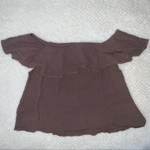 Brown Off-Shoulder Blouse